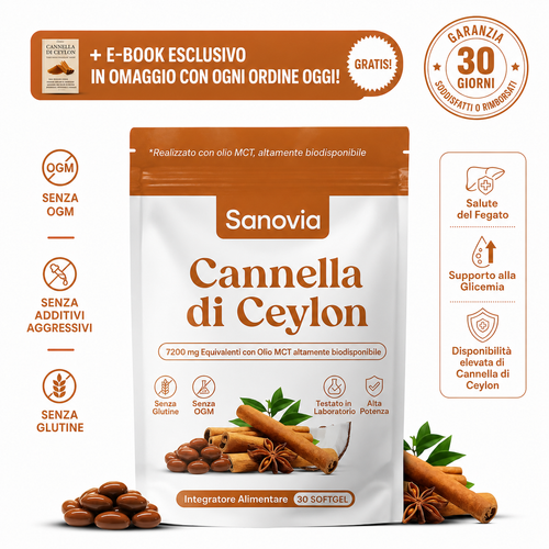 Cannella di Ceylon (equivalente a 7200 mg) con olio MCT