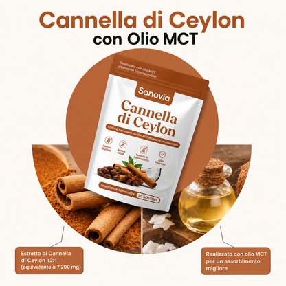 Cannella di Ceylon (equivalente a 7200 mg) con olio MCT